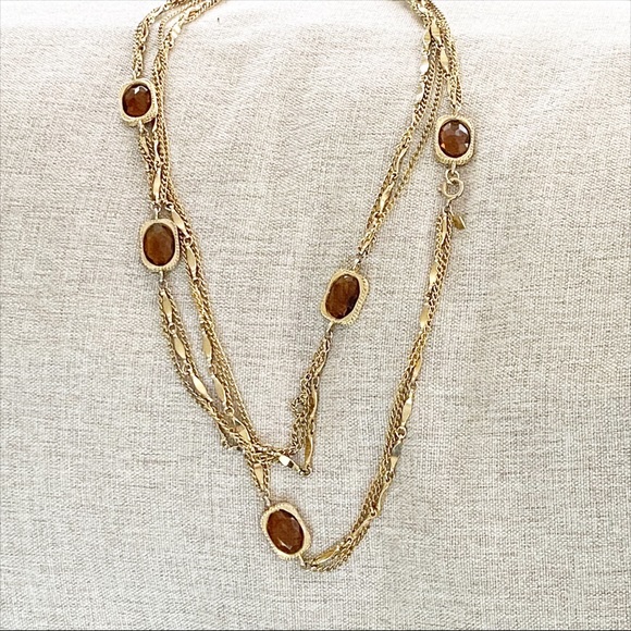 Sara Coventry Golden Embers Necklace 1967 - Picture 1 of 11